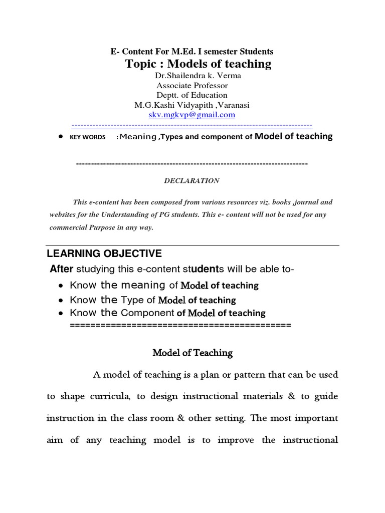 Topic Models of Teaching PDF Learning Teaching Method
