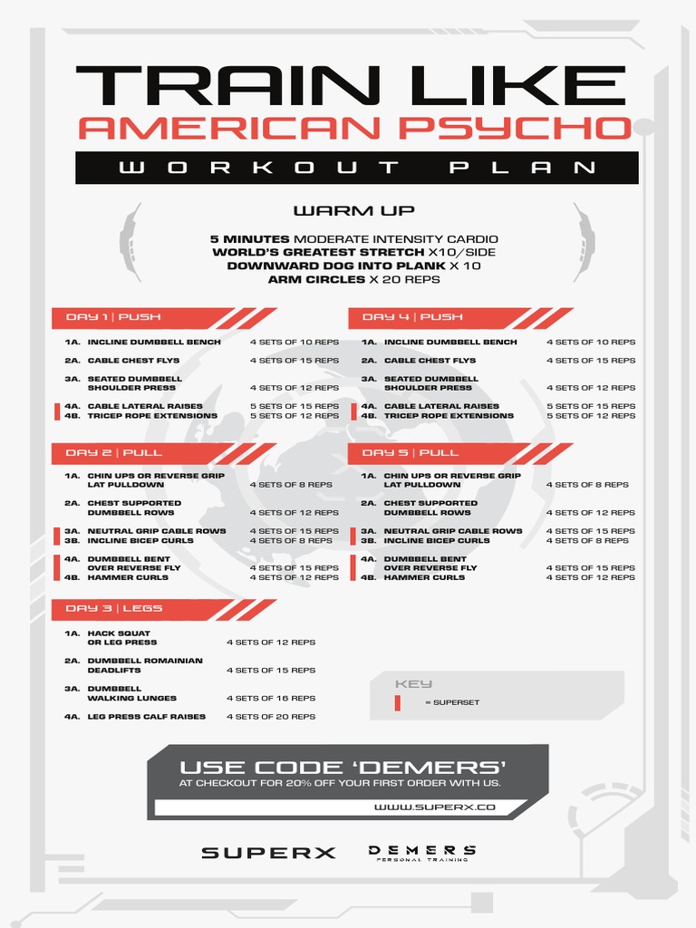 American Psycho Workout Plan | PDF | Recreation | Physical Exercise