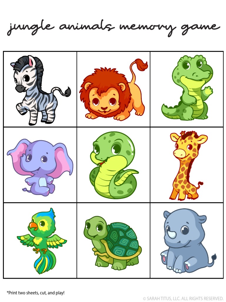 5 Cutest Printable Memory Games For Kids To Enjoy Jungle Animals PDF