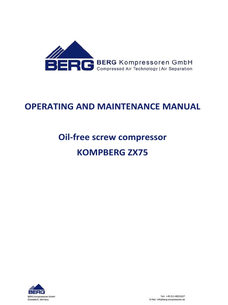 KOMPBERG ZX75 Compressor Manual | PDF | Valve | Reliability Engineering