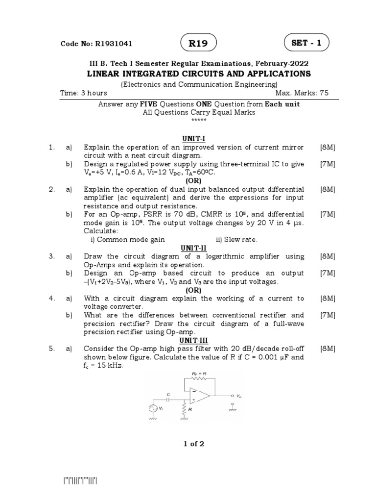 Linear Integrated Circuits and Applications Feb 2022 PDF