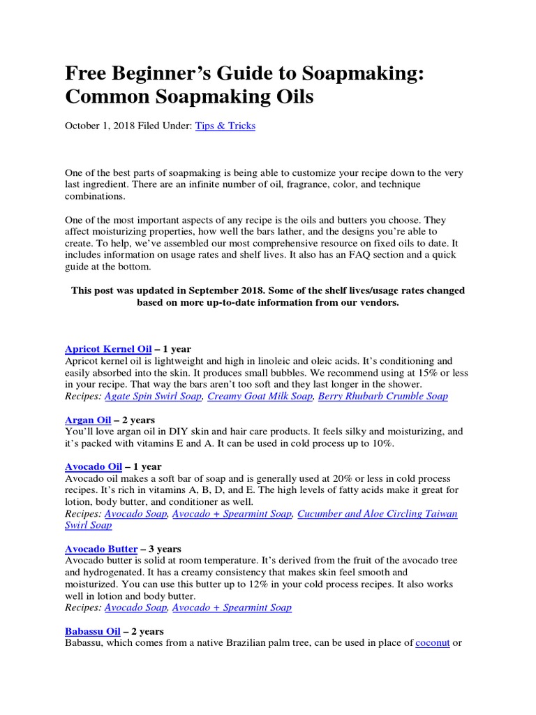 Free Beginner's Guide To Soapmaking (About Oil) Download Free PDF
