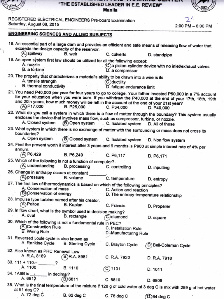 Img - 0084 Esas Preboard 2015 MRC 2 | PDF | Thermodynamics | Continuum ...