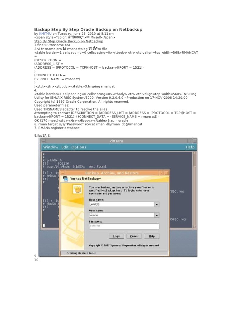 Backup Step by Step Oracle Backup On Netbackup | PDF | Oracle Database ...