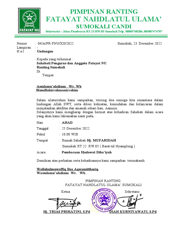 Undangan Fatayat 4. | PDF