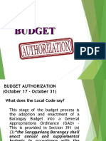 New Barangay Budget Authorization