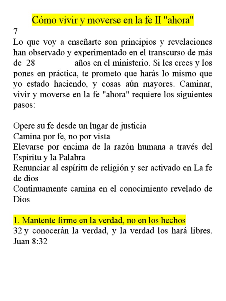 Cómo Vivir y Moverse en La Fe 36 | PDF | Oración | Fe