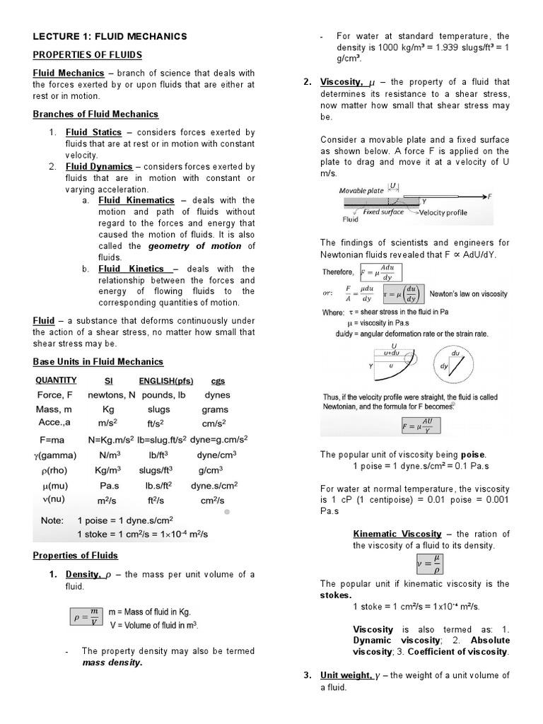 Fluid Mechanics Fundamentals An Introduction to Density, Viscosity