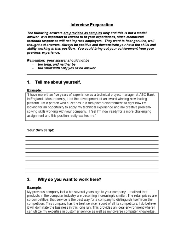 Sample Job Interview Questions and Answers | PDF | Experience | Job ...