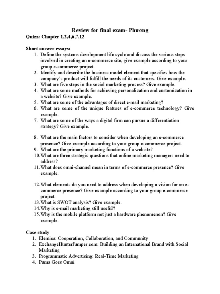 E-Commerce Marketing Exam Review | PDF | E Commerce | Marketing