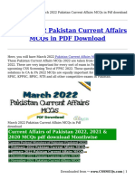 March 2022 Pakistan Current Affairs MCQs in PDF Download
