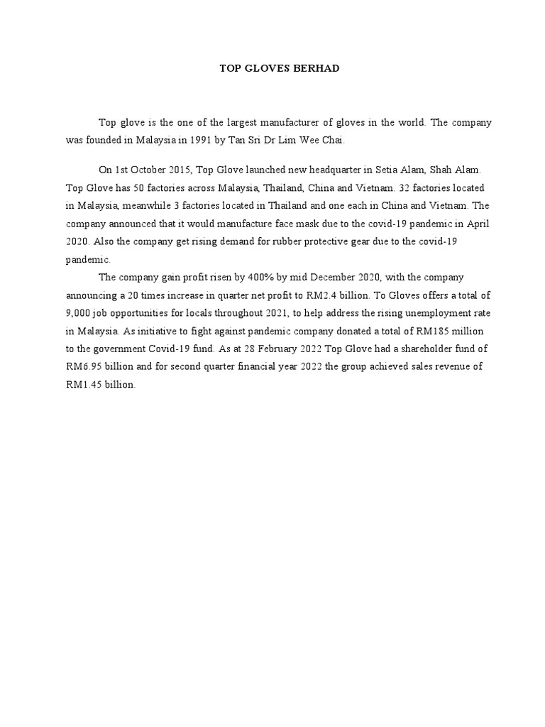 Top Glove Latest PDF Economies