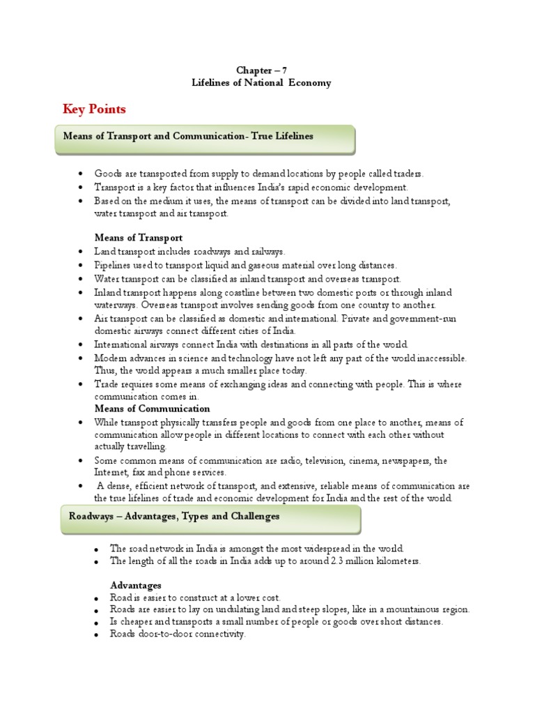 Lifelines of National Economy Explained | PDF | Transport | Mail