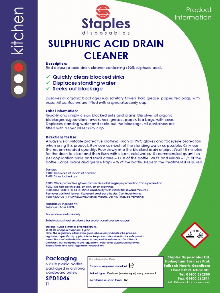 Sulphuric Acid Drain Cleaner Download Free PDF Sulfuric Acid Water