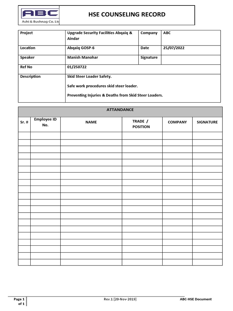 HSE Counseling | PDF