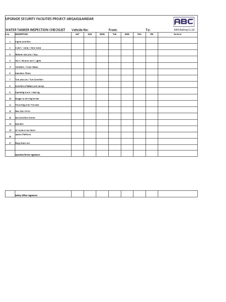 Welding Machine Checklist PDF Truck Vehicles