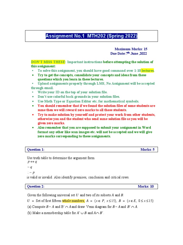 Assignment No | PDF