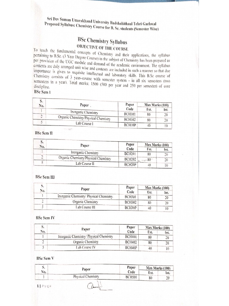 B Sc Chemistry Semster Pdf