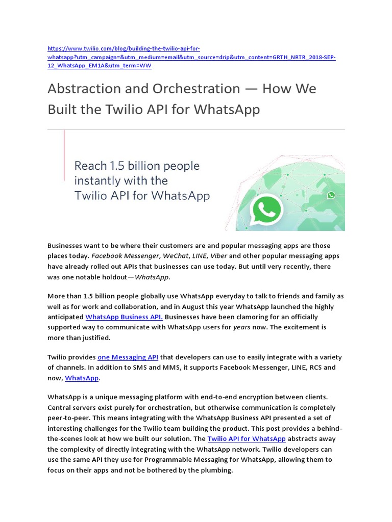 How Twilio Built An API For Whatsapp For Business PDF Instant