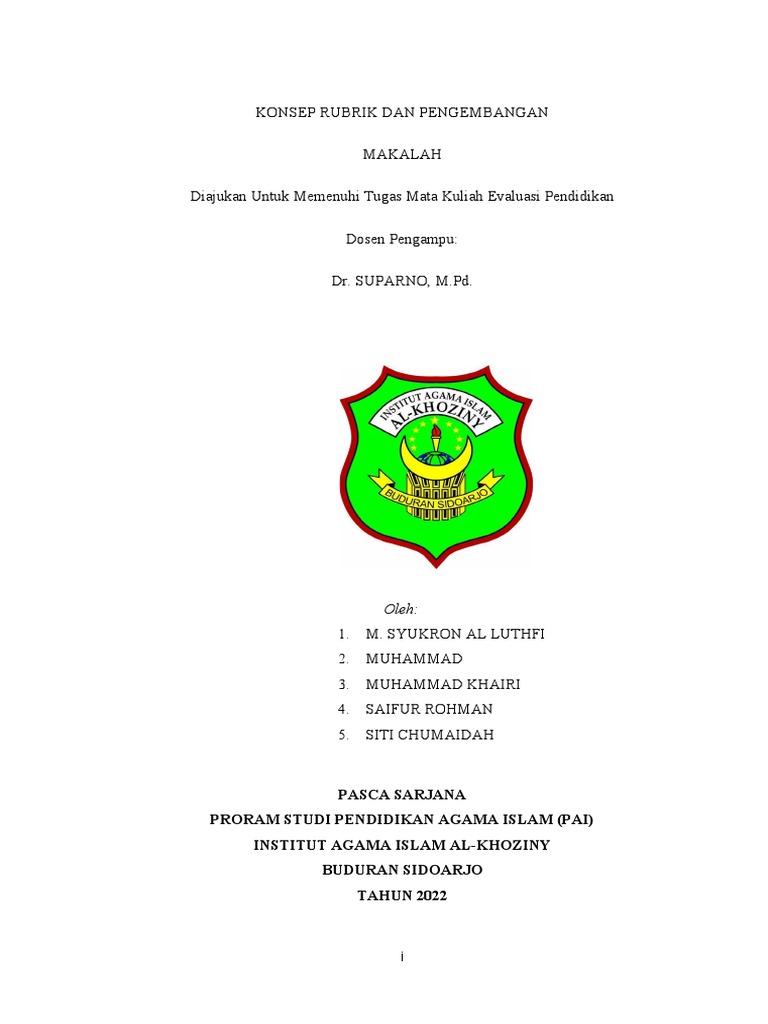 Pengembangan Rubrik Penilaian Pendidikan | PDF