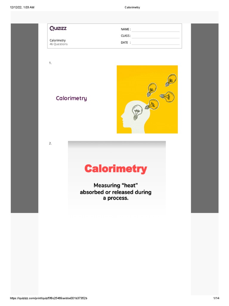 Calorimetry PDF Heat Heat Capacity