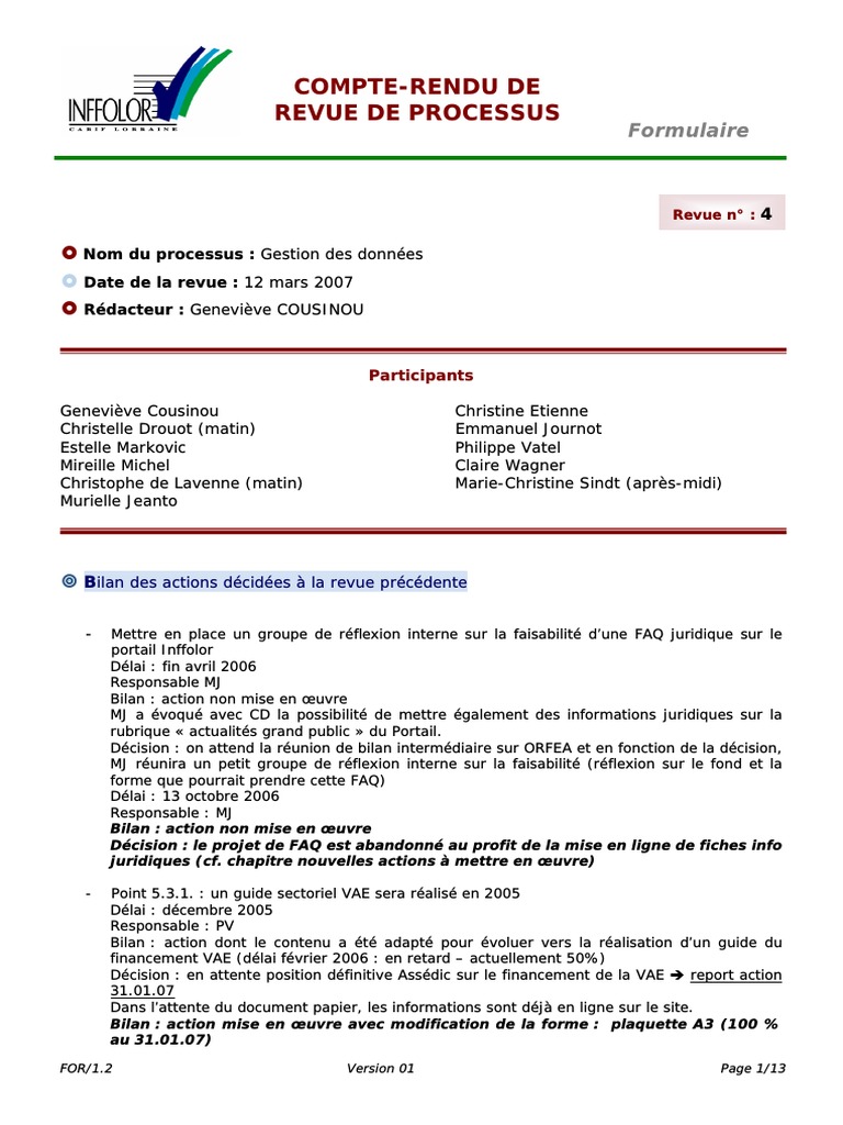 Compte-rendu de revue de processus | PDF | Internet | Internet et Web