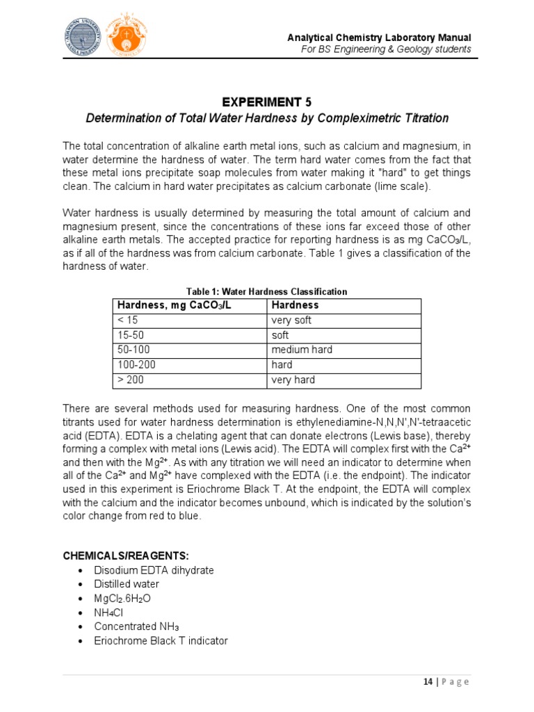 EDTA Titration for Water Hardness Analysis | PDF | Titration | Chemistry