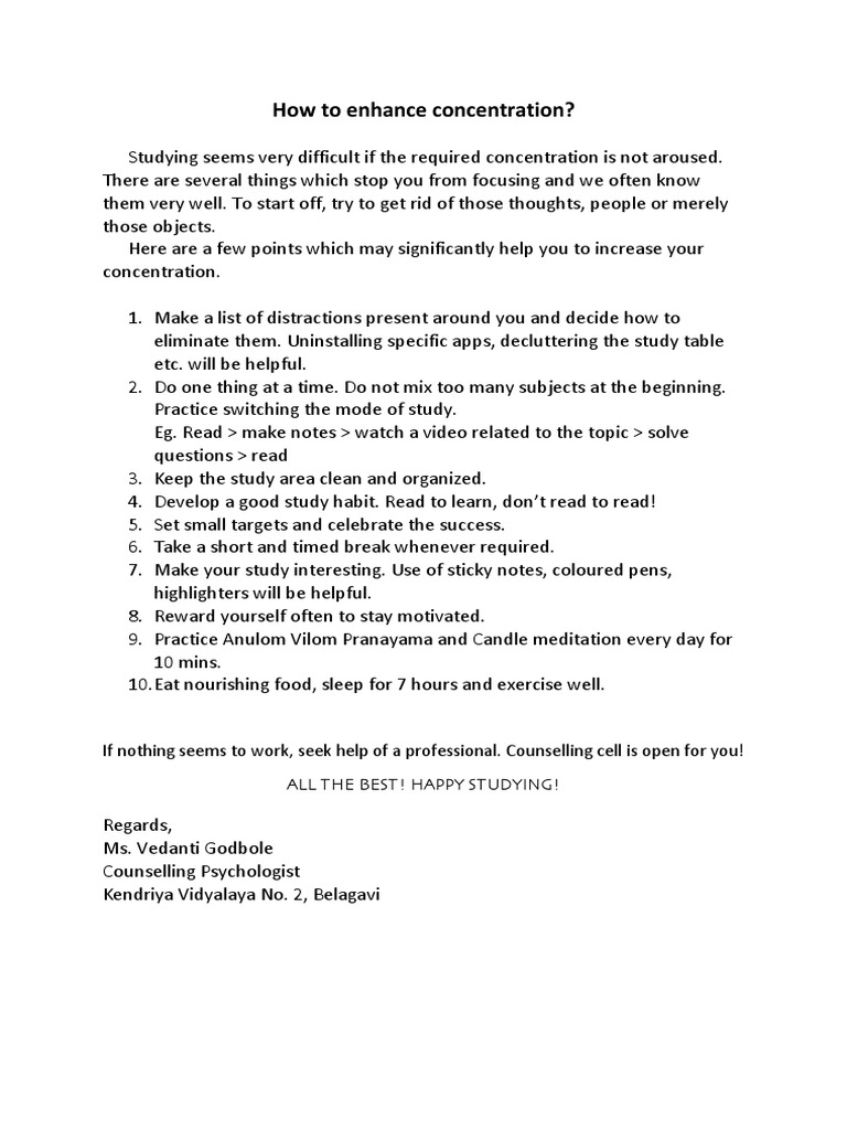 How To Enhance Concentration Pdf