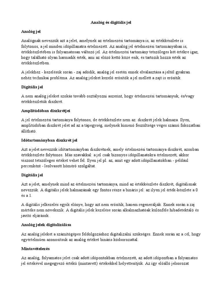 Analóg És Digitális Jel PDF