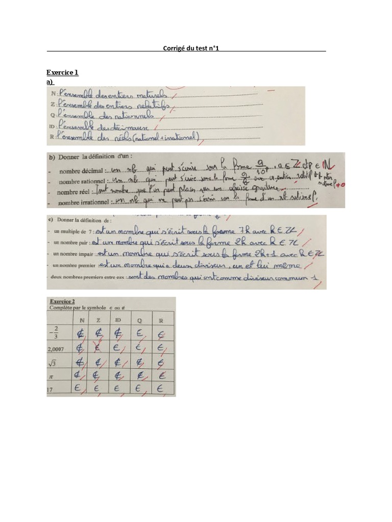 Corrigé Du Test N°1 | PDF