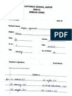 Answer Sheet (Science) (Annual Exam)