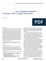 Temperature Effect On Seawater Immersion Corrosion of 90-10 Copper-Nickel Alloy