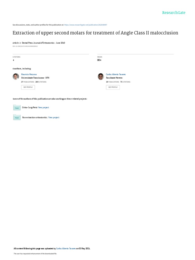 Second Molars Extraction | PDF | Orthodontics | Dentistry Branches