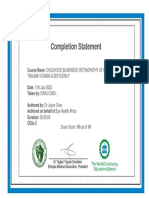 Completion Statement: Course Name: Childhood Blindness: Retinopathy of Prematurity