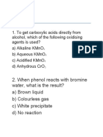 MCQS on Organic Chemistry Compounds & Reactions