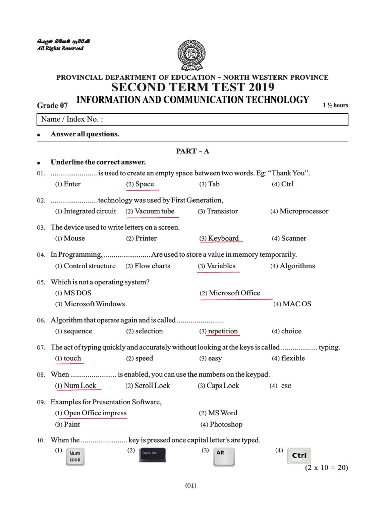 Grade 7 ICT 2nd Term Test Paper 2019 | PDF | Computer Data Storage ...