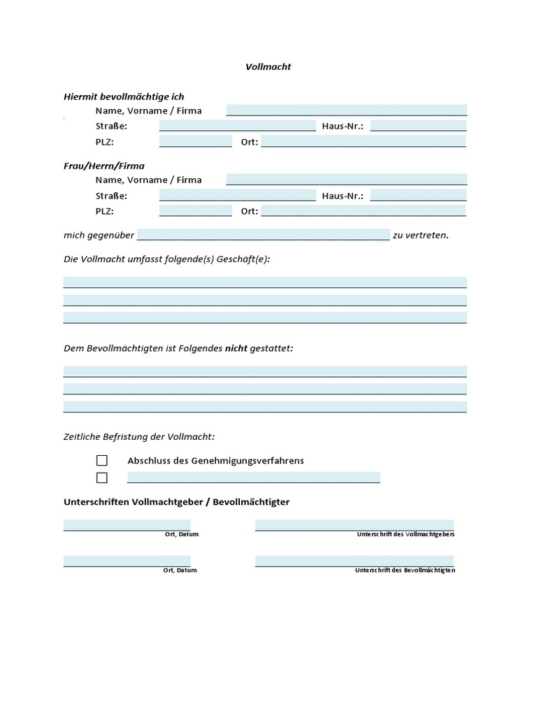 Einfache Vollmacht Digital PDF