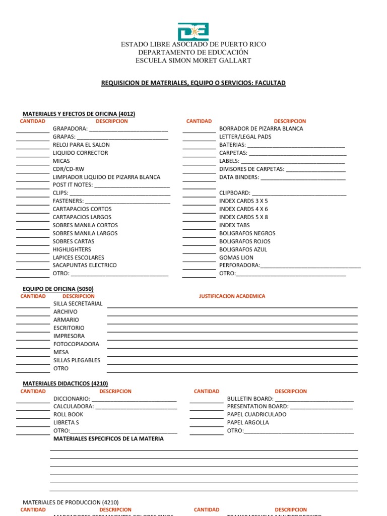 Modelo de Requisicion de Materiales | PDF