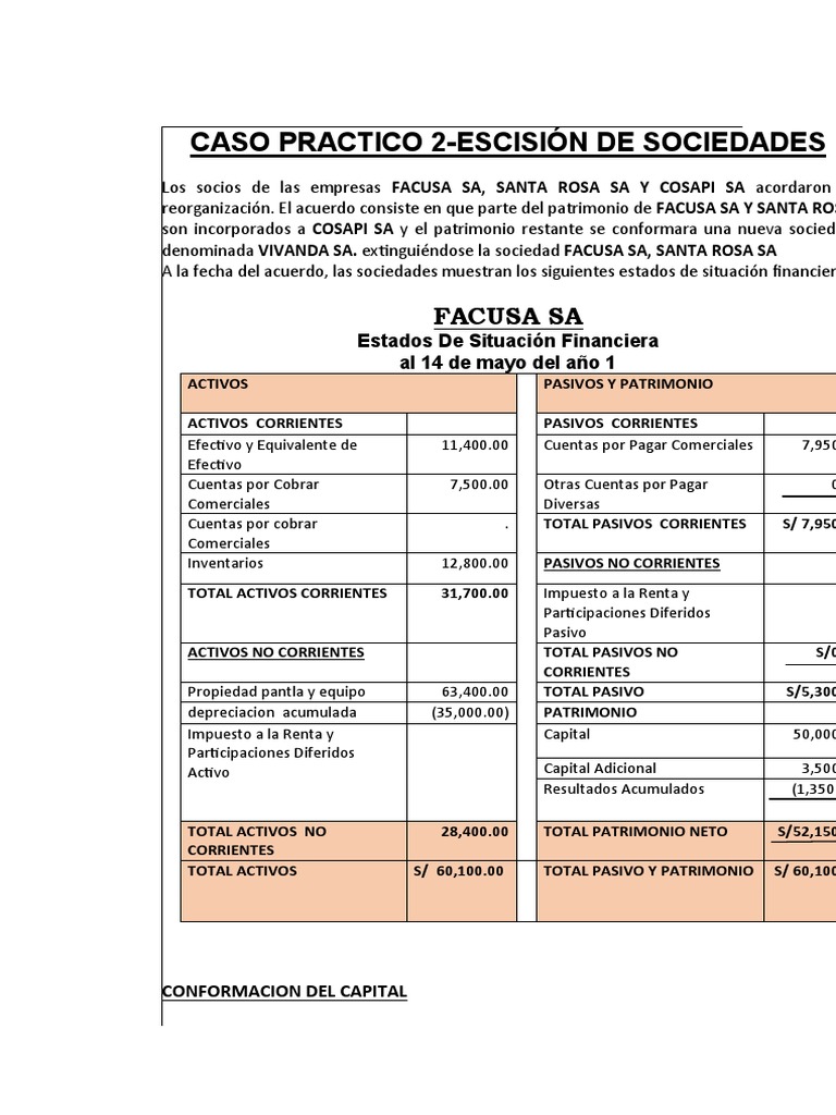 Escisión de Sociedades: Caso Práctico | PDF | Valor añadido ...