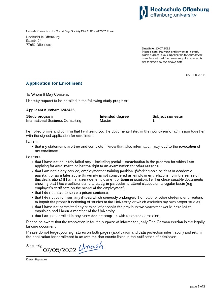 vollzeitjob trotz immatrikulation