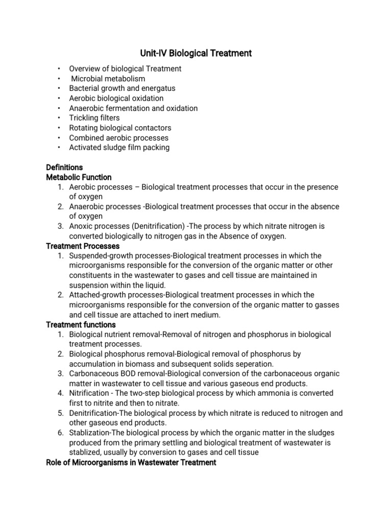Wastewater Unit 4 Notes | PDF