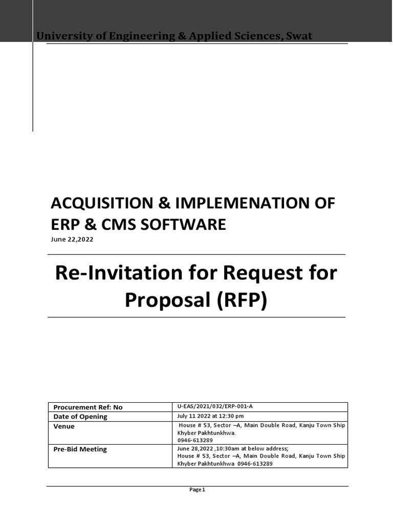 Erp rfp tender document pdf university and college admission