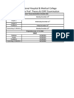 Schedule of Pre Prof. Examination