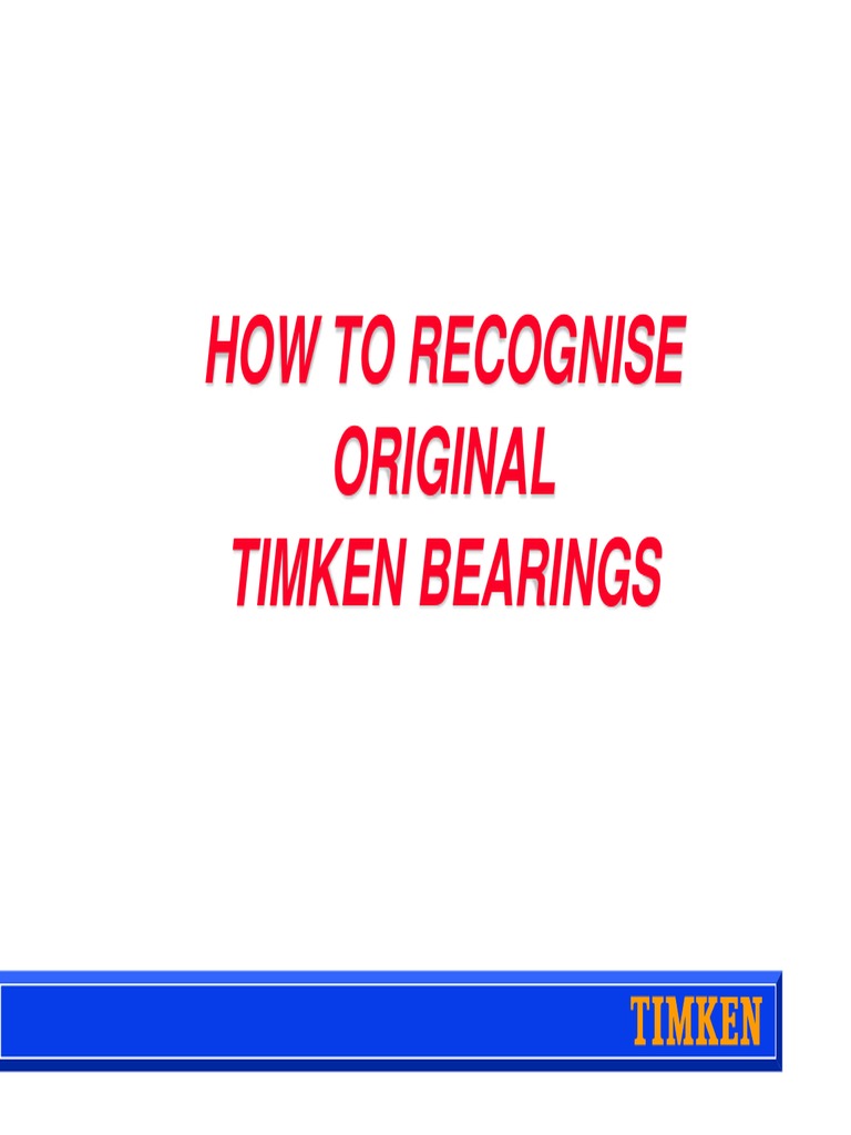 How To Recognise Timken Original Bearings PDF