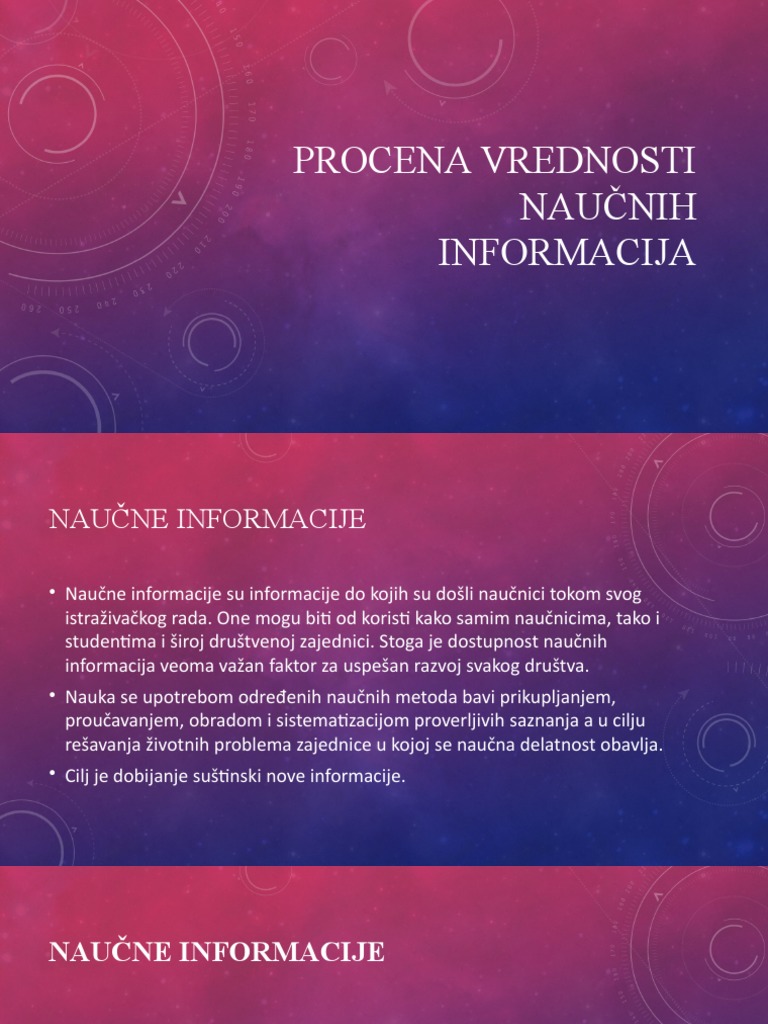 Procena Vrednosti Naučnih Informacija Za Ip1 - 2022 | PDF