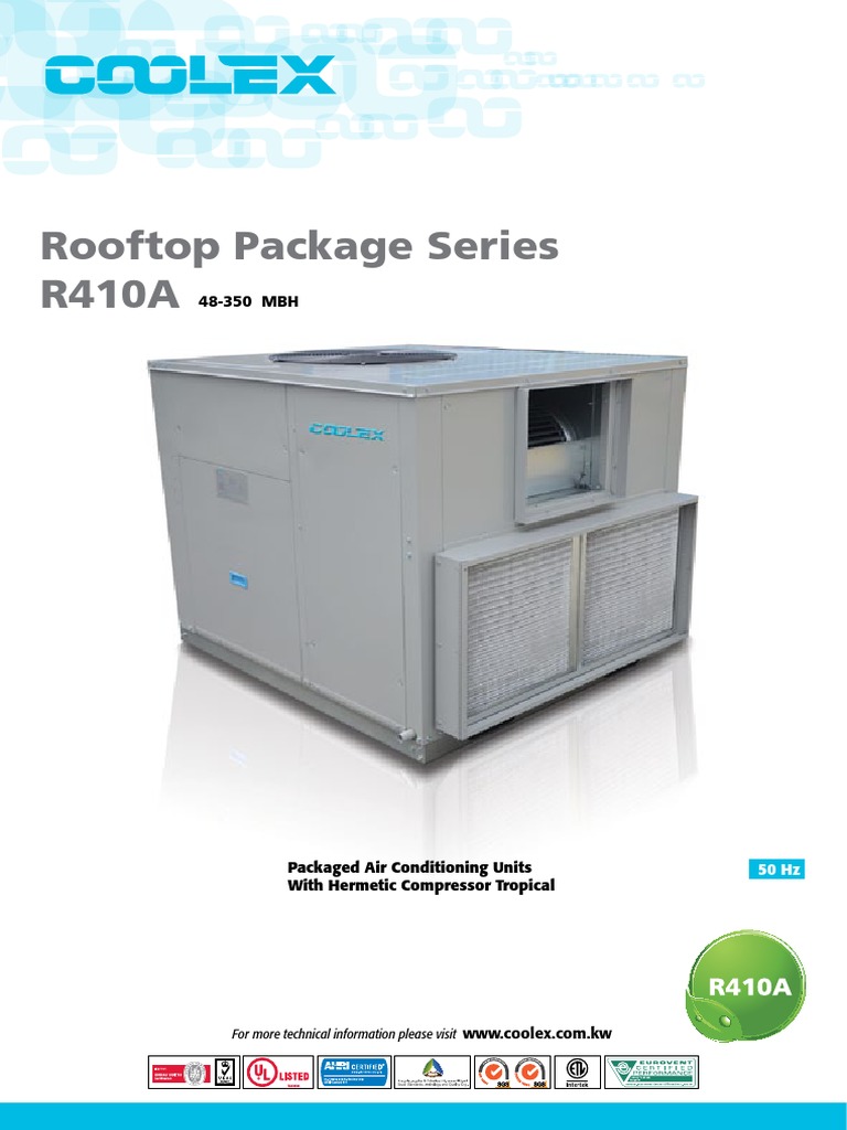 Coolex R410A Package Units Overview | PDF | Manufactured Goods | Automation