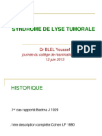 Syndrome de Lyse Tumorale: DR BLEL Youssef