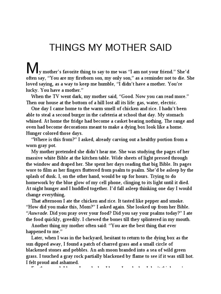 Things My Mother Said | PDF