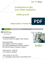 Lecture 1 - Intro To Module & Business Data Analytics