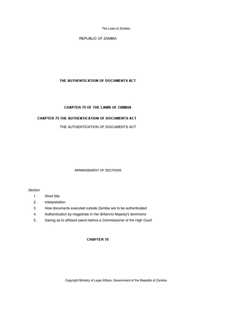 The Authentication of Documents Act Requirements and Procedures for